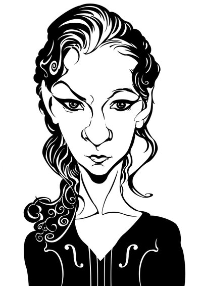 Hilary Hahn - caricature of the American violinist by Neale Osborne